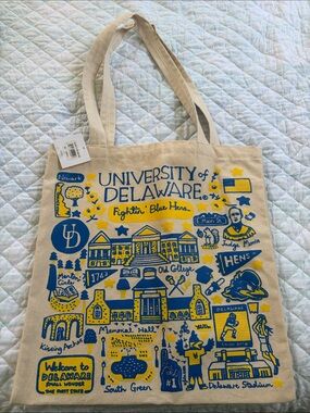University of Delaware Canvas Tote Bag - Blue & Yellow